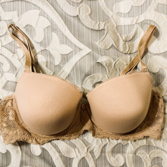 VICTORIAS SECRET DREAM ANGELS LINED DEMI Lace 36D Beige - Picture 1 of 4